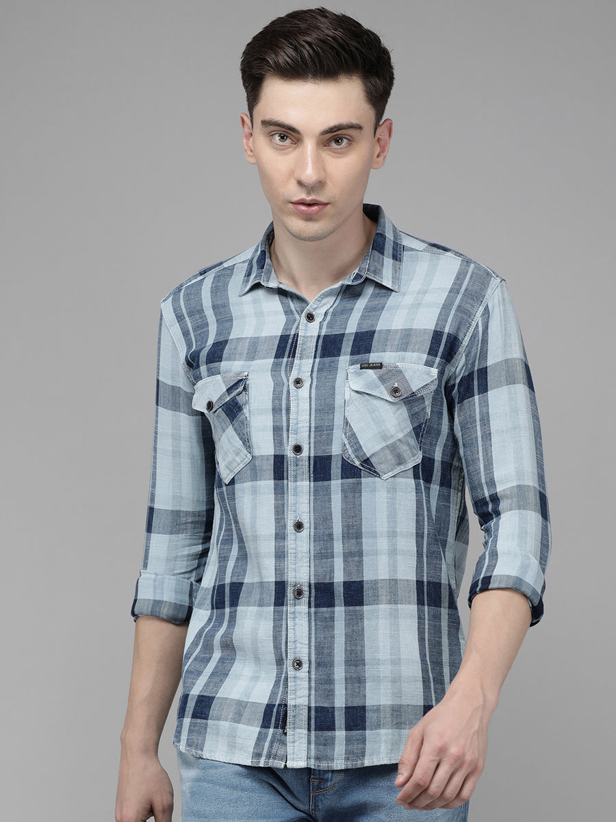 Men Checked Slim Fit Casual Shirt