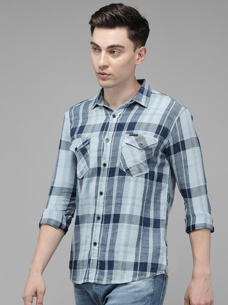 Men Checked Slim Fit Casual Shirt