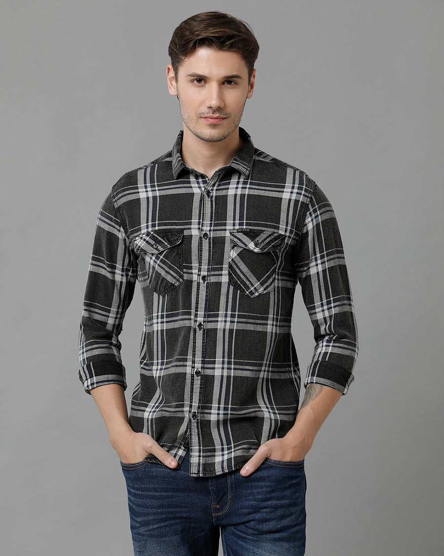 Men Checked Slim Fit Casual Shirt