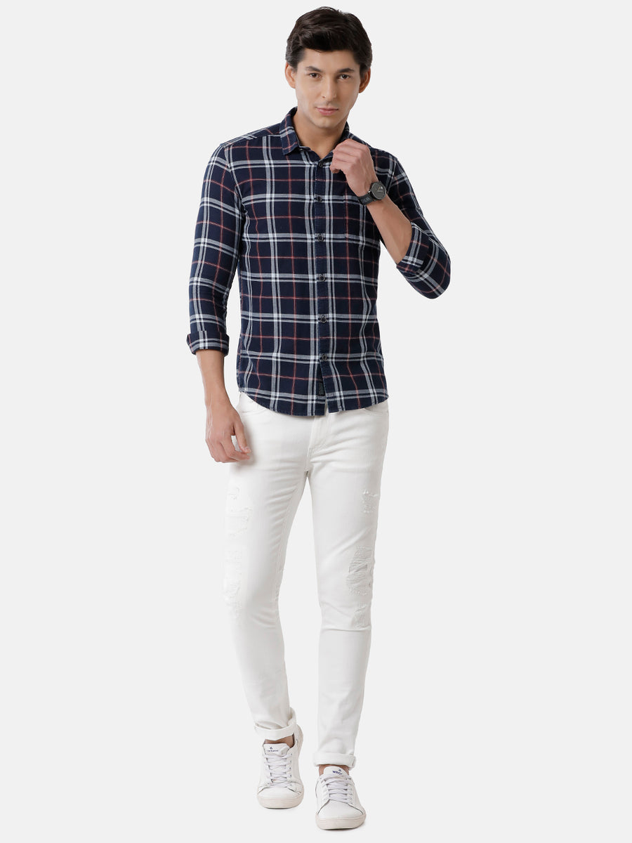 Men Checked Slim Fit Casual Shirt