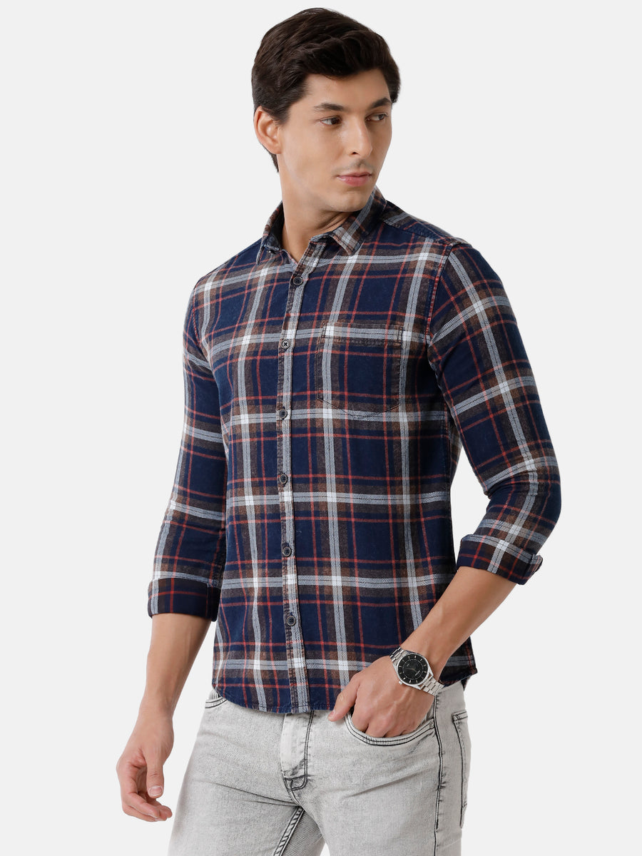 Men Checked Slim Fit Casual Shirt