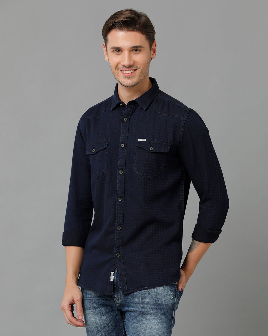 Men Dobby Slim Fit Casual Shirt