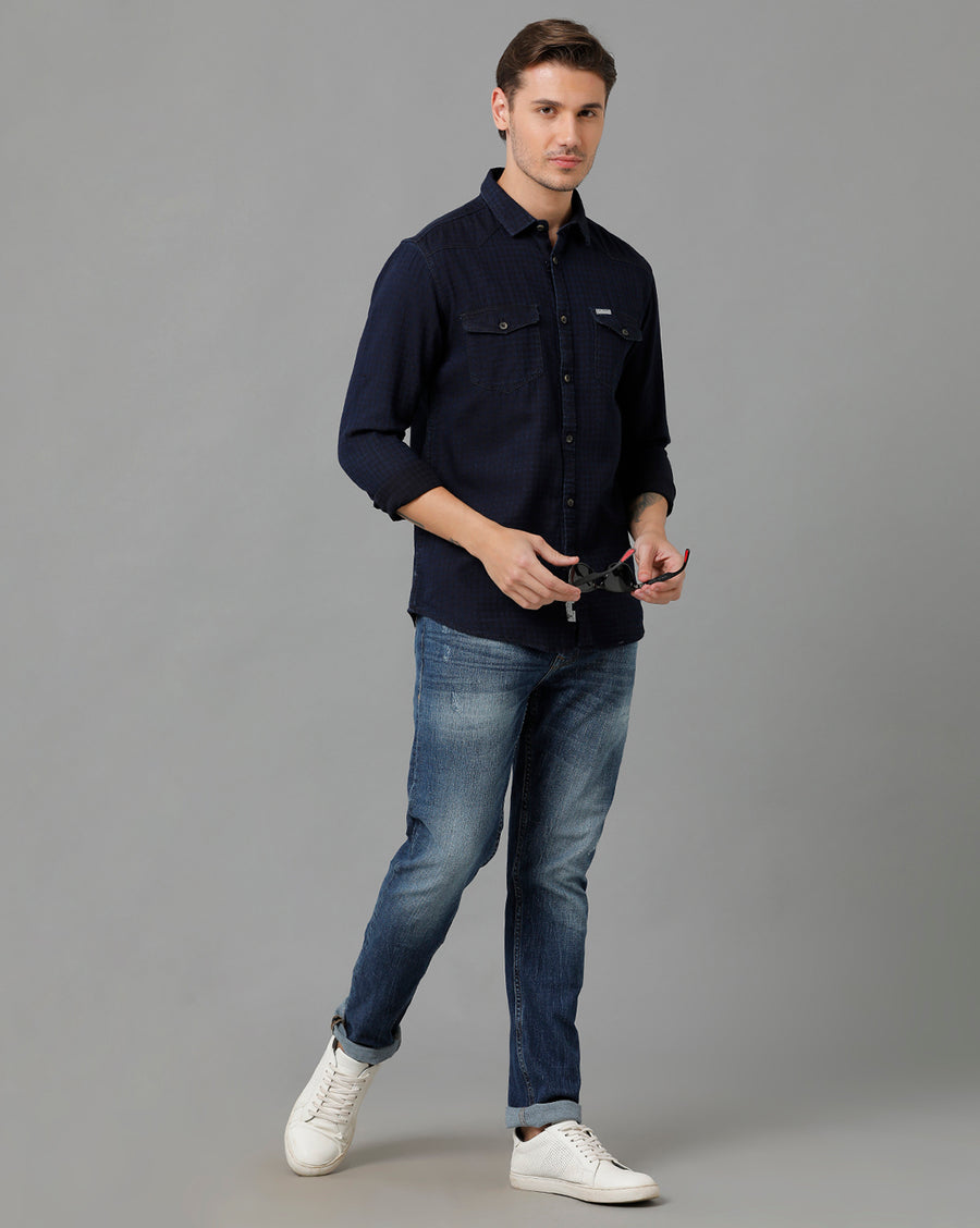 Men Dobby Slim Fit Casual Shirt