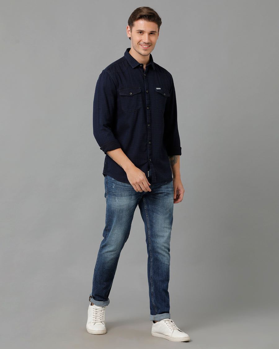 Men Dobby Slim Fit Casual Shirt