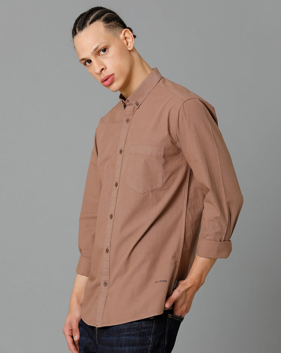 Men Solid Slim Fit Casual Shirt