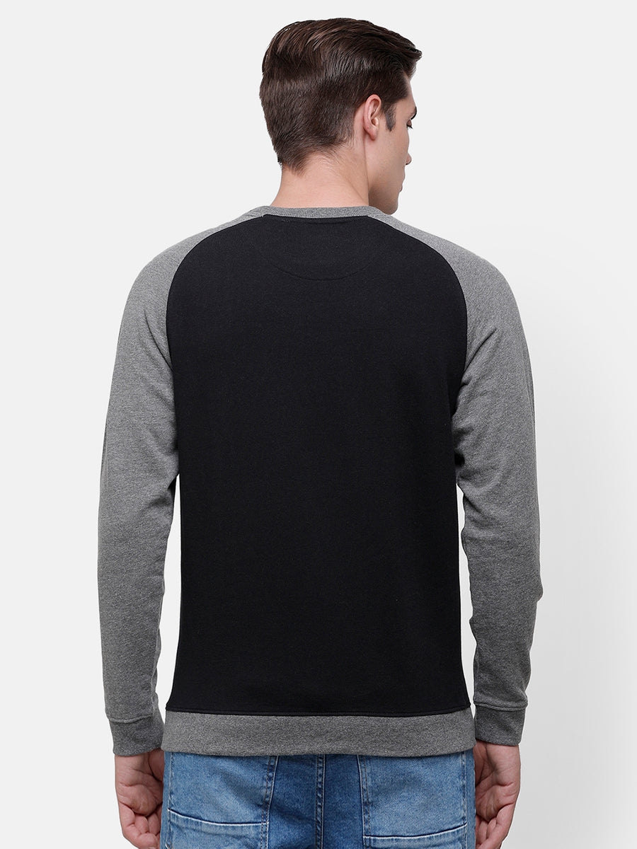 Men's Black & Gray Raglan cut and sew detail Sweatshirt