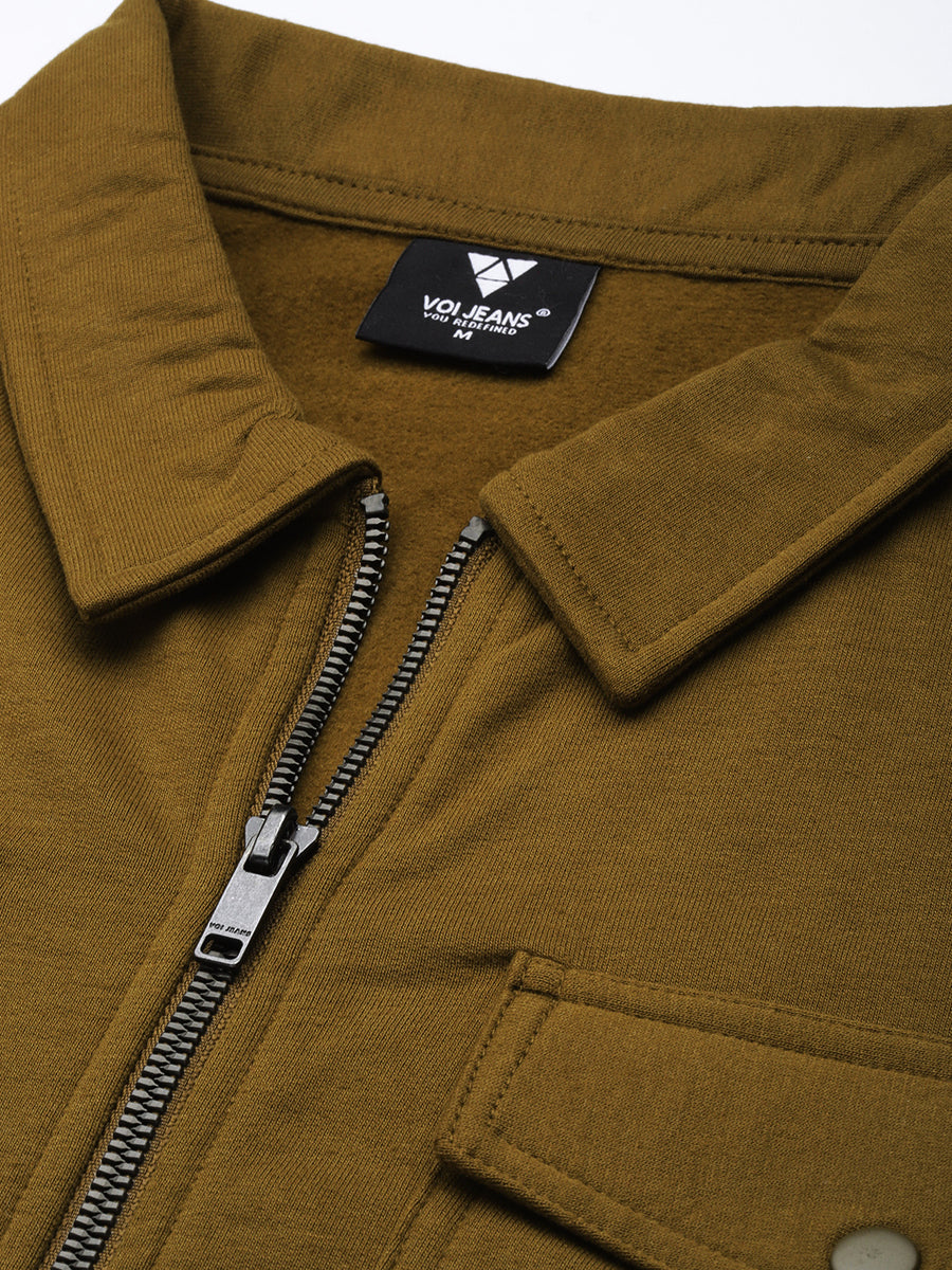 Men's Olive Casual Sweat Shirt