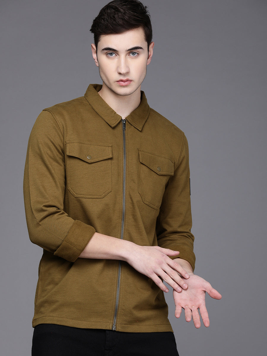 Men's Olive Casual Sweat Shirt