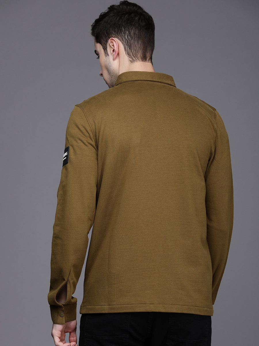Men's Olive Casual Sweat Shirt