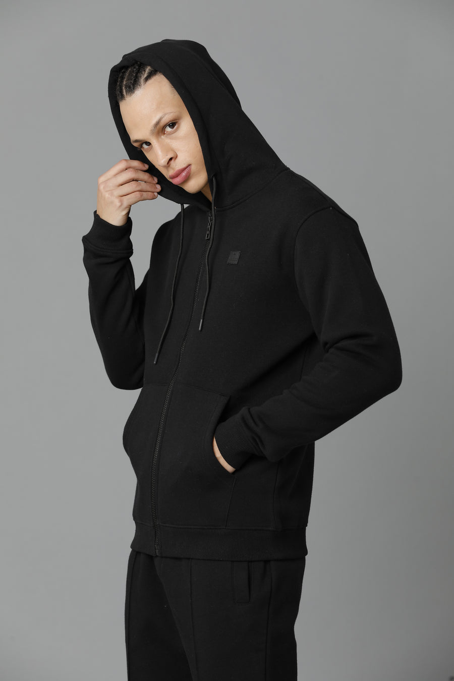 Men Solid Regular Fit Casual co-ord sets Sweatshirt & Track pant