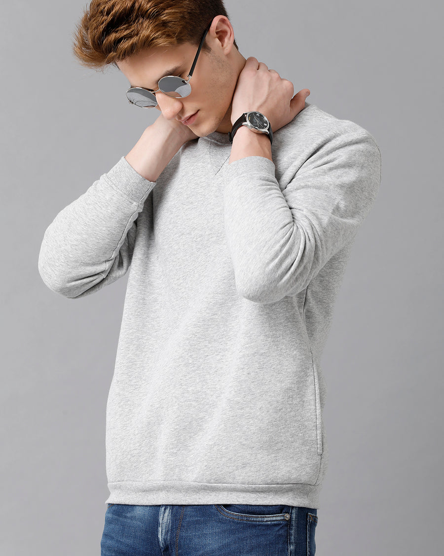 VOI Jeans Men's Regularfit Light Grey Melange SweatShirt.