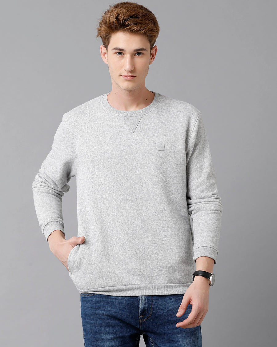 VOI Jeans Men's Regularfit Light Grey Melange SweatShirt.