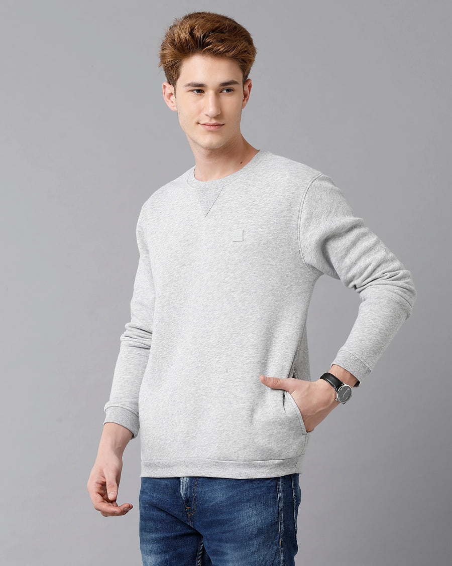 VOI Jeans Men's Regularfit Light Grey Melange SweatShirt.