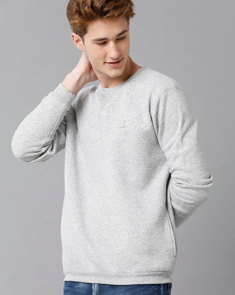 VOI Jeans Men's Regularfit Light Grey Melange SweatShirt.