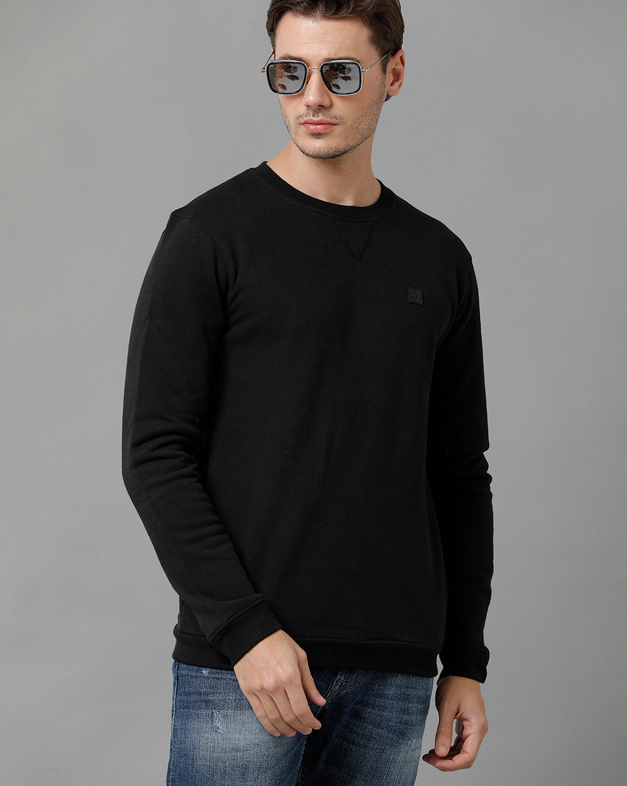 Men Solid Regular Fit Casual Sweatshirt