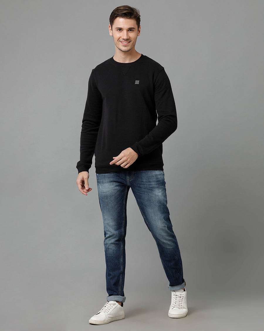 Men Solid Regular Fit Casual Sweatshirt