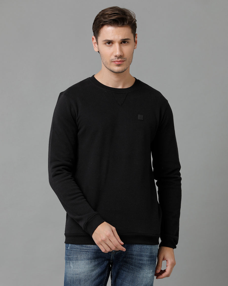 Men Solid Regular Fit Casual Sweatshirt