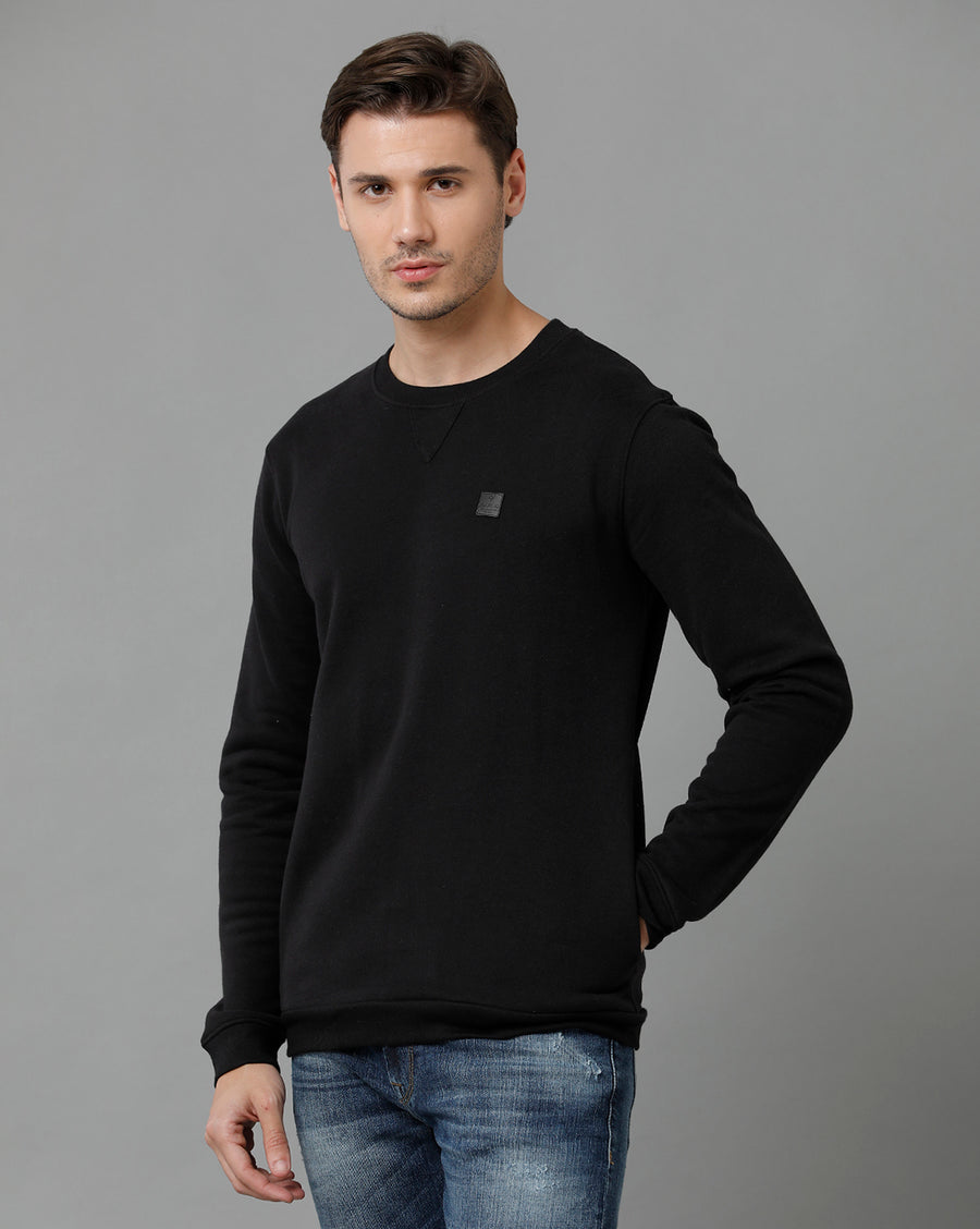 Men Solid Regular Fit Casual Sweatshirt