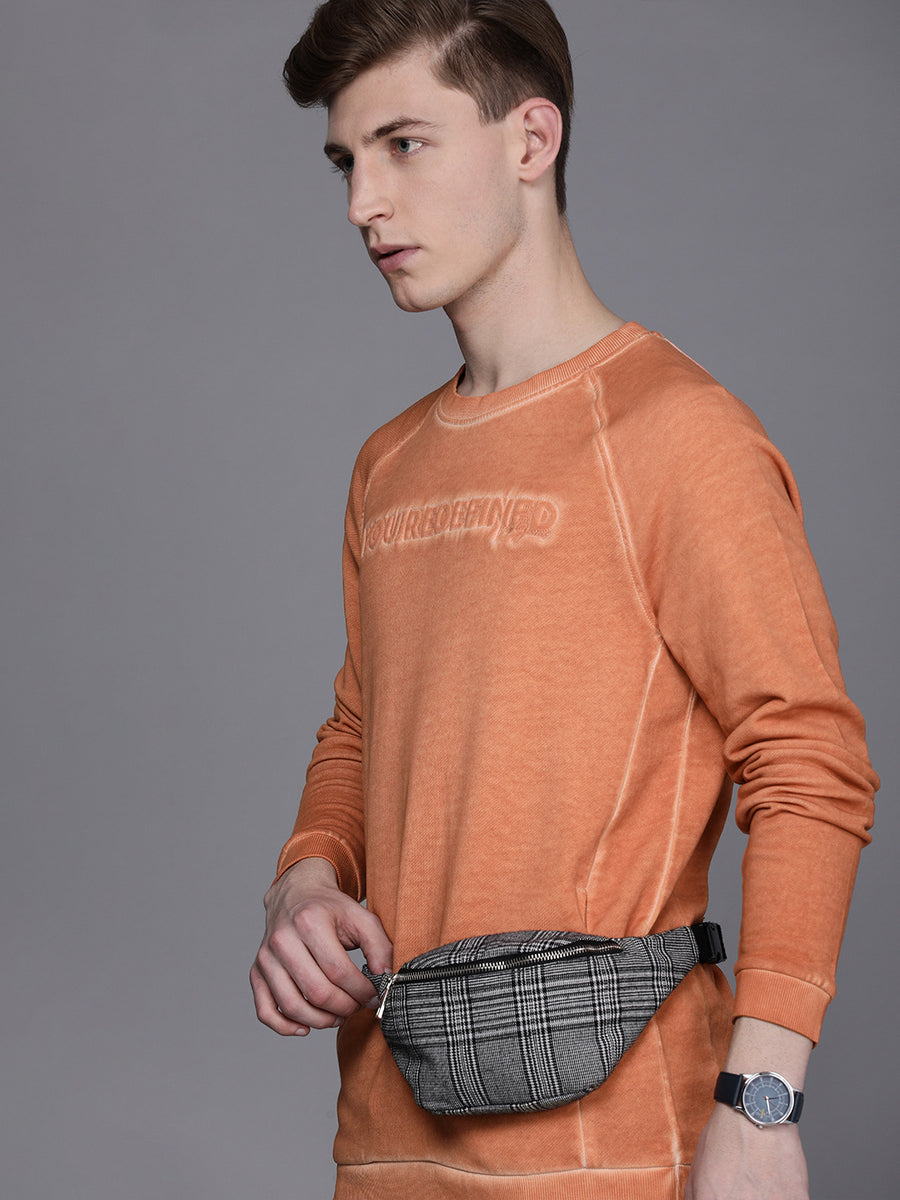 Men's Orange Casual Sweat Shirt