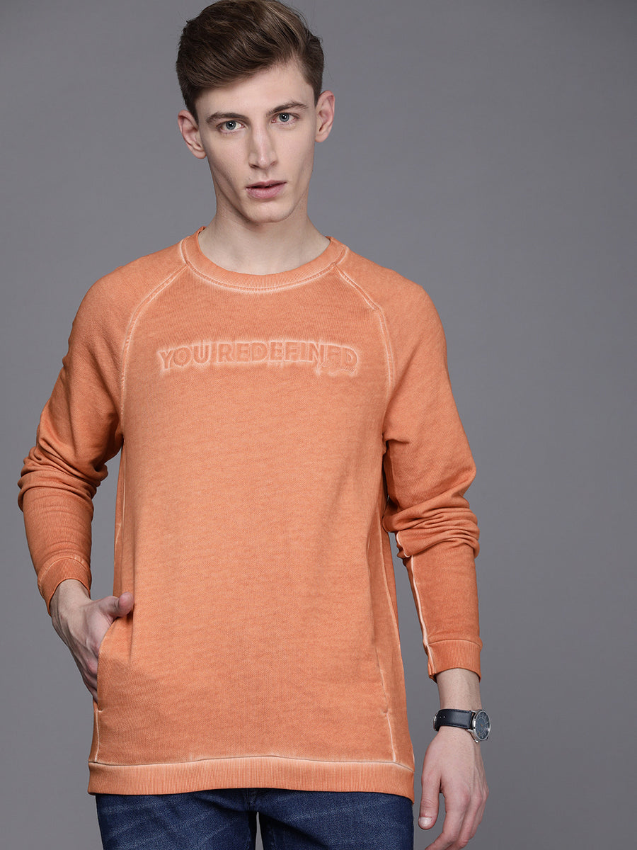Men's Orange Casual Sweat Shirt