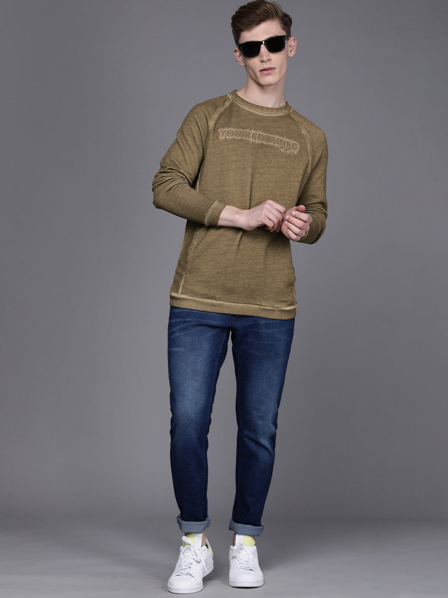 Voi Jeans Men's Olive Casual Sweat Shirt