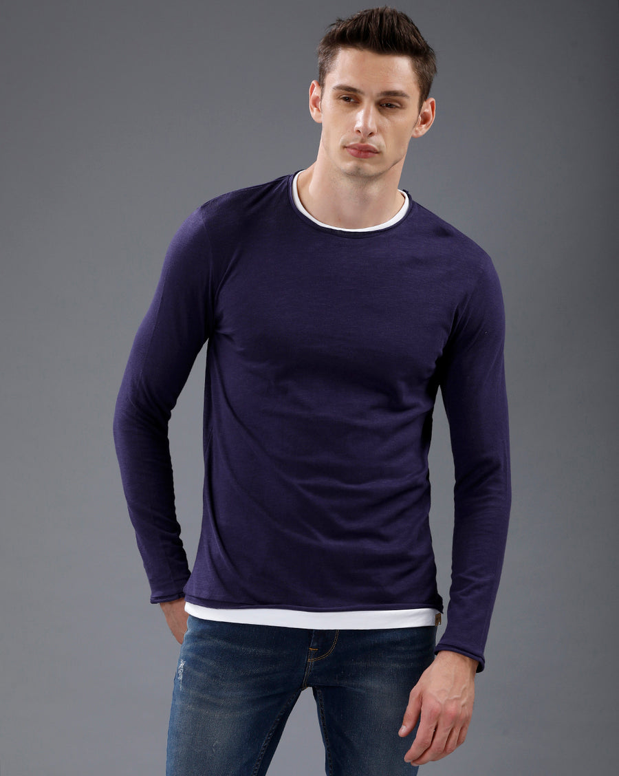 Men Purple Casual  T-Shirt