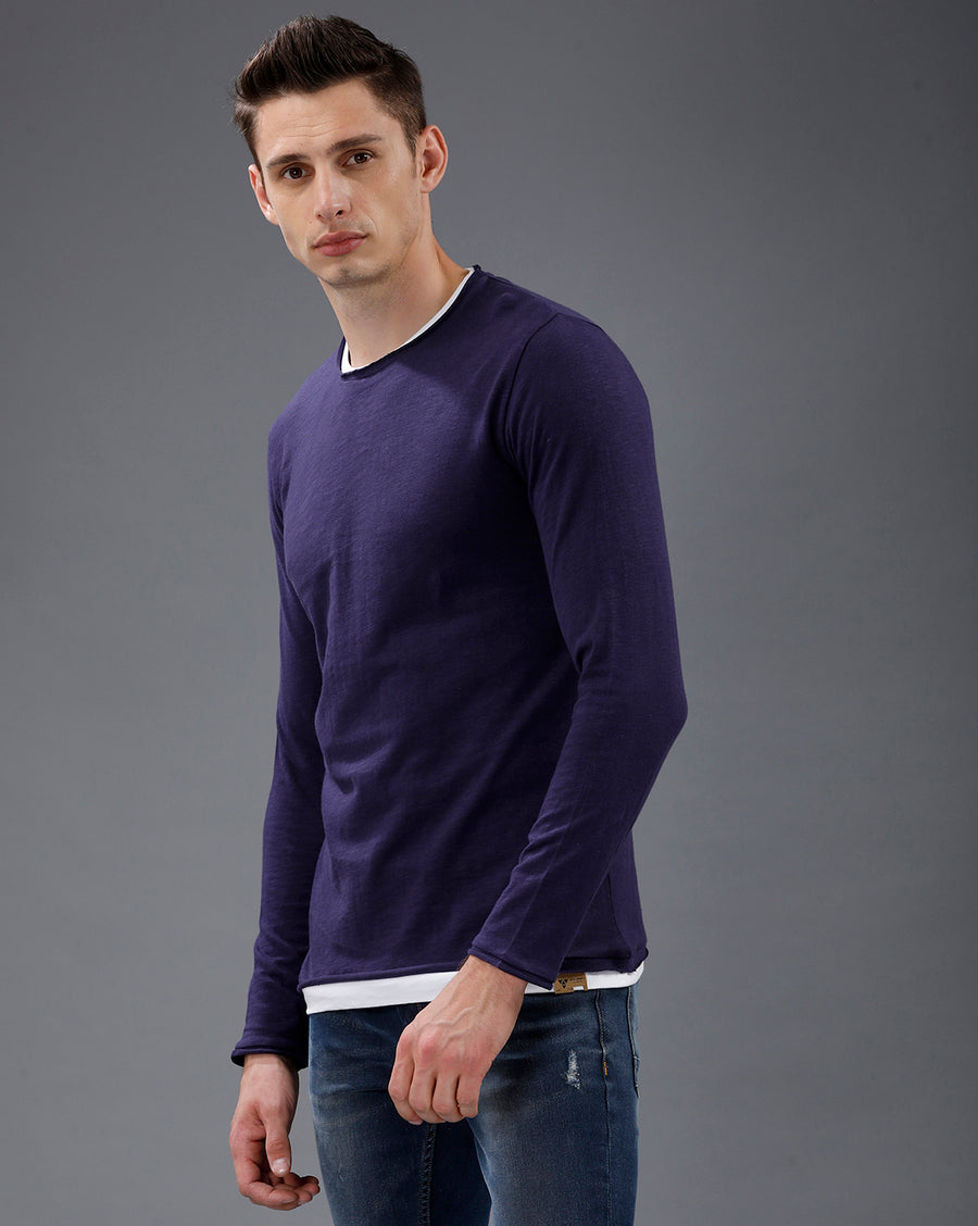 Men Purple Casual  T-Shirt