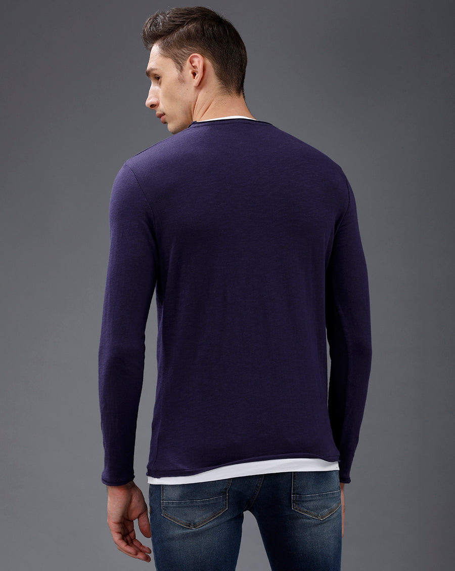 Men Purple Casual  T-Shirt