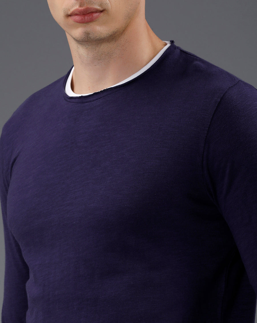Men Purple Casual  T-Shirt