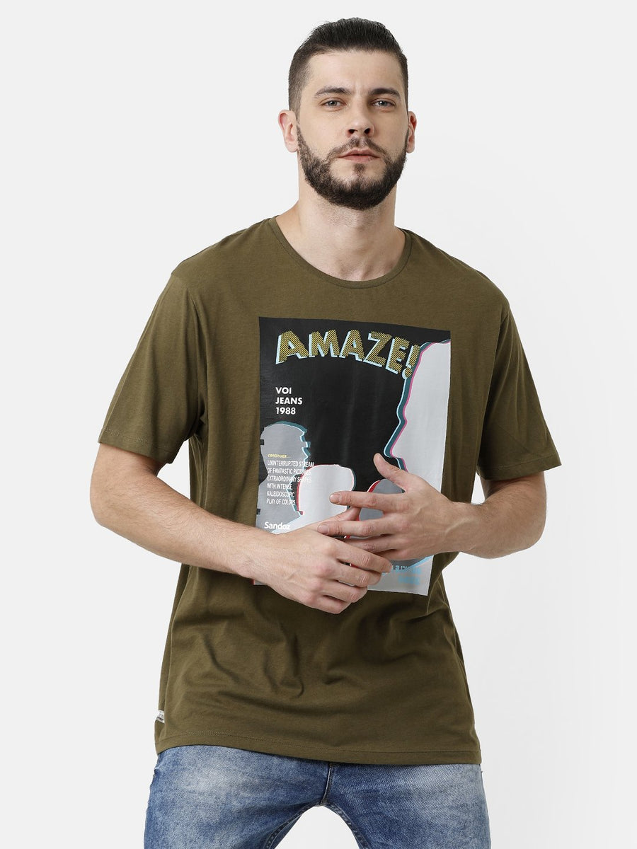 Olive Graphic Print T-shirt