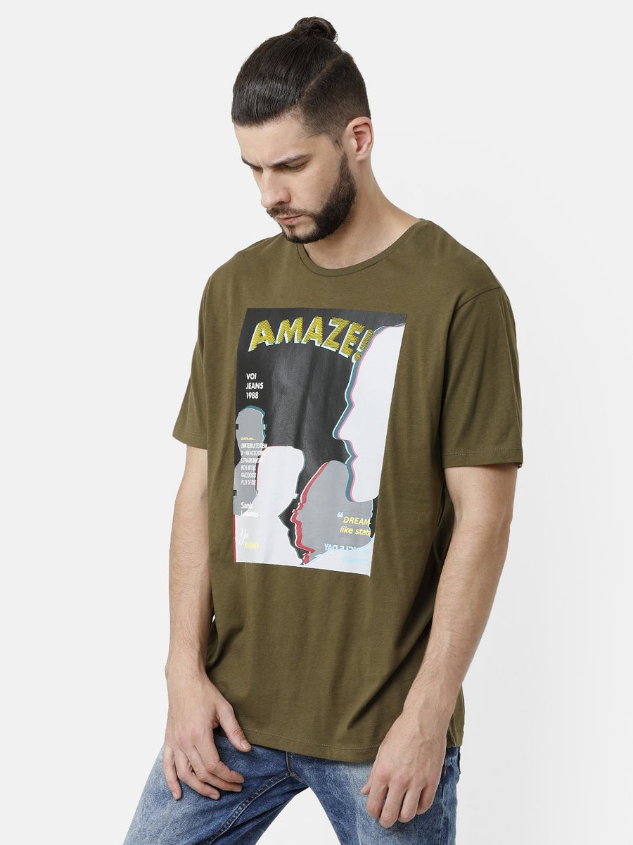 Olive Graphic Print T-shirt