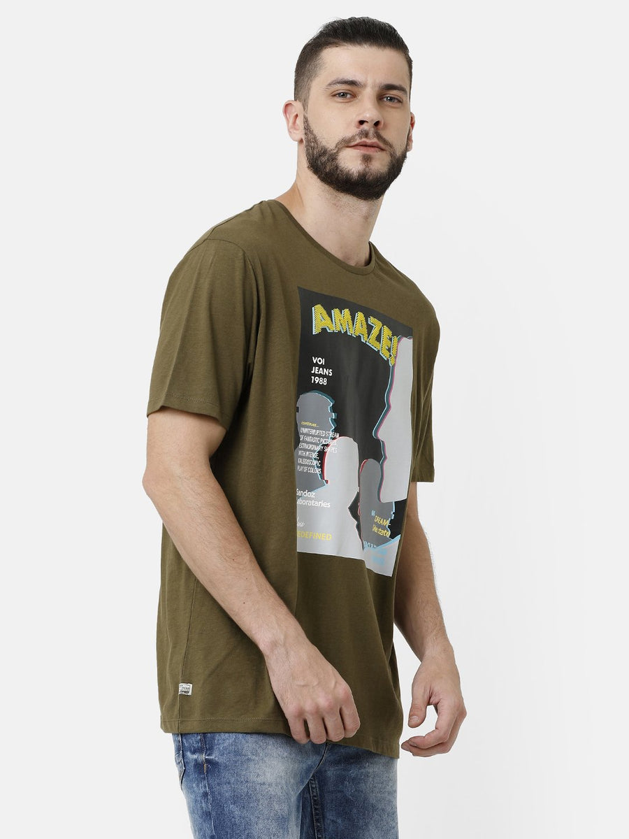 Olive Graphic Print T-shirt