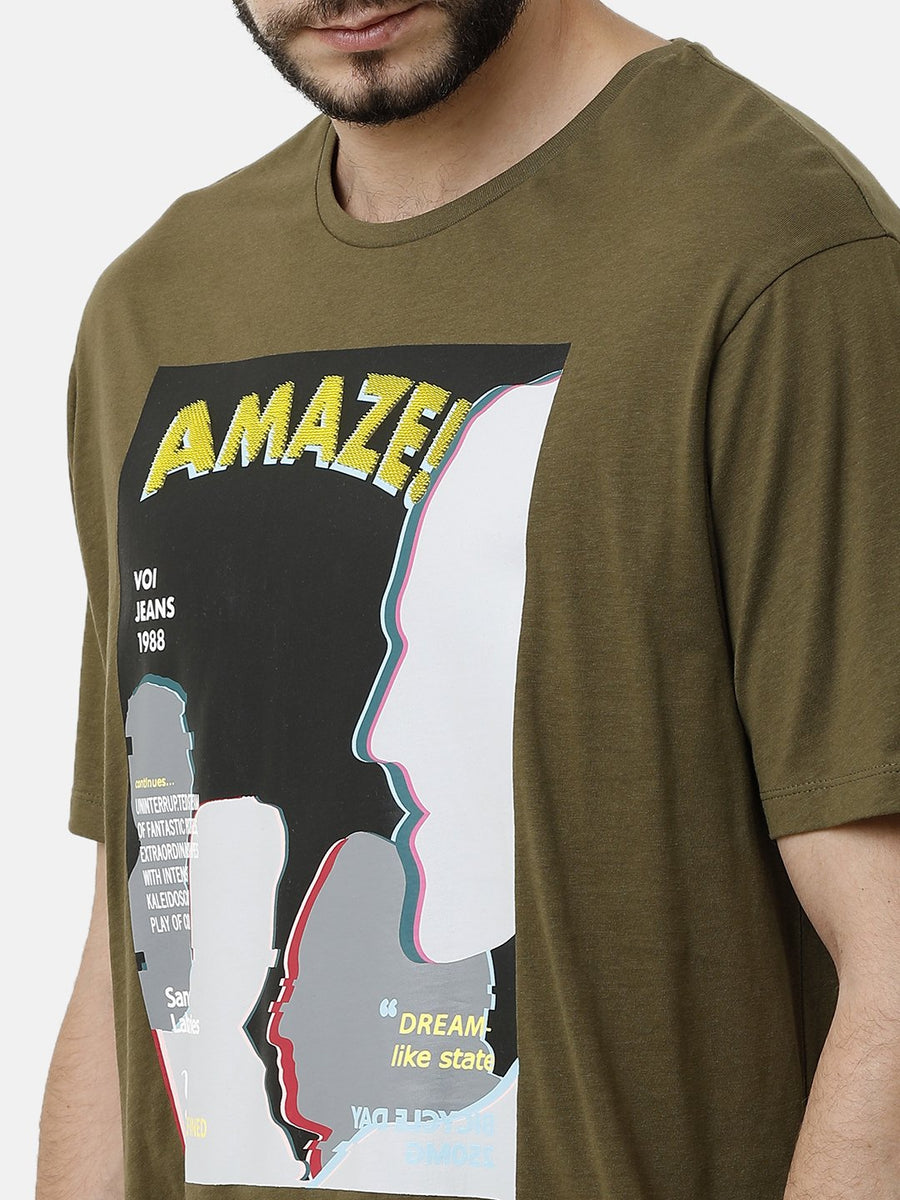 Olive Graphic Print T-shirt