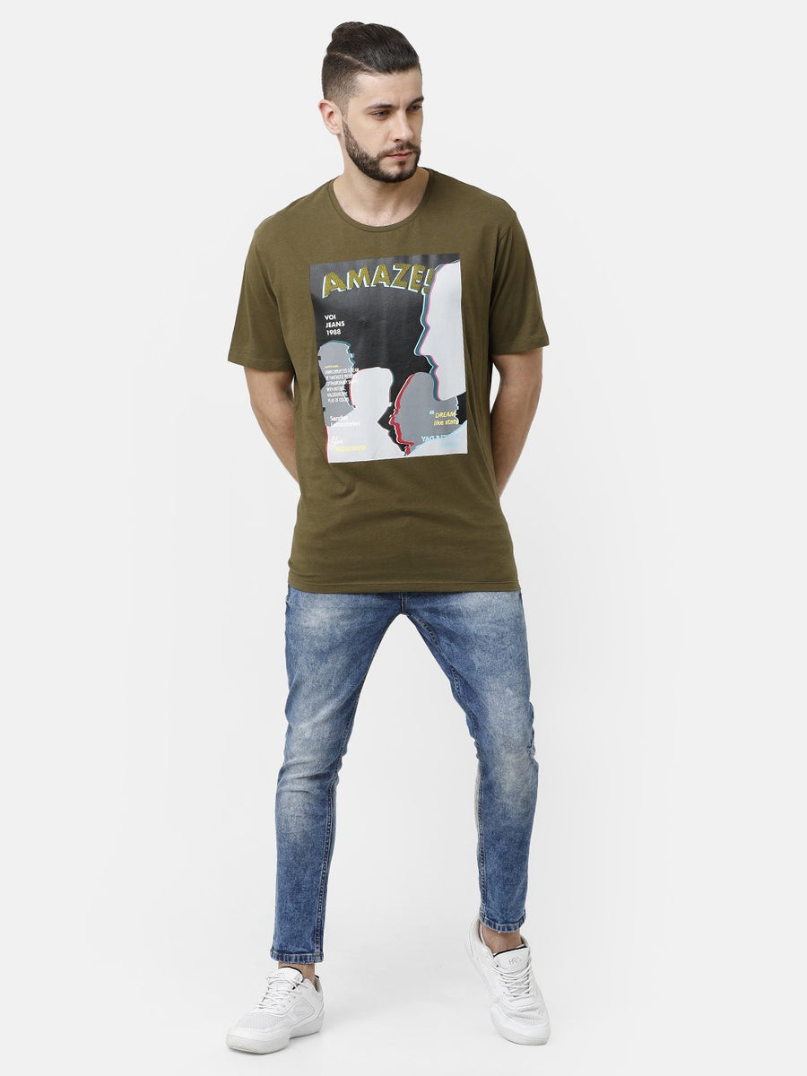 Olive Graphic Print T-shirt