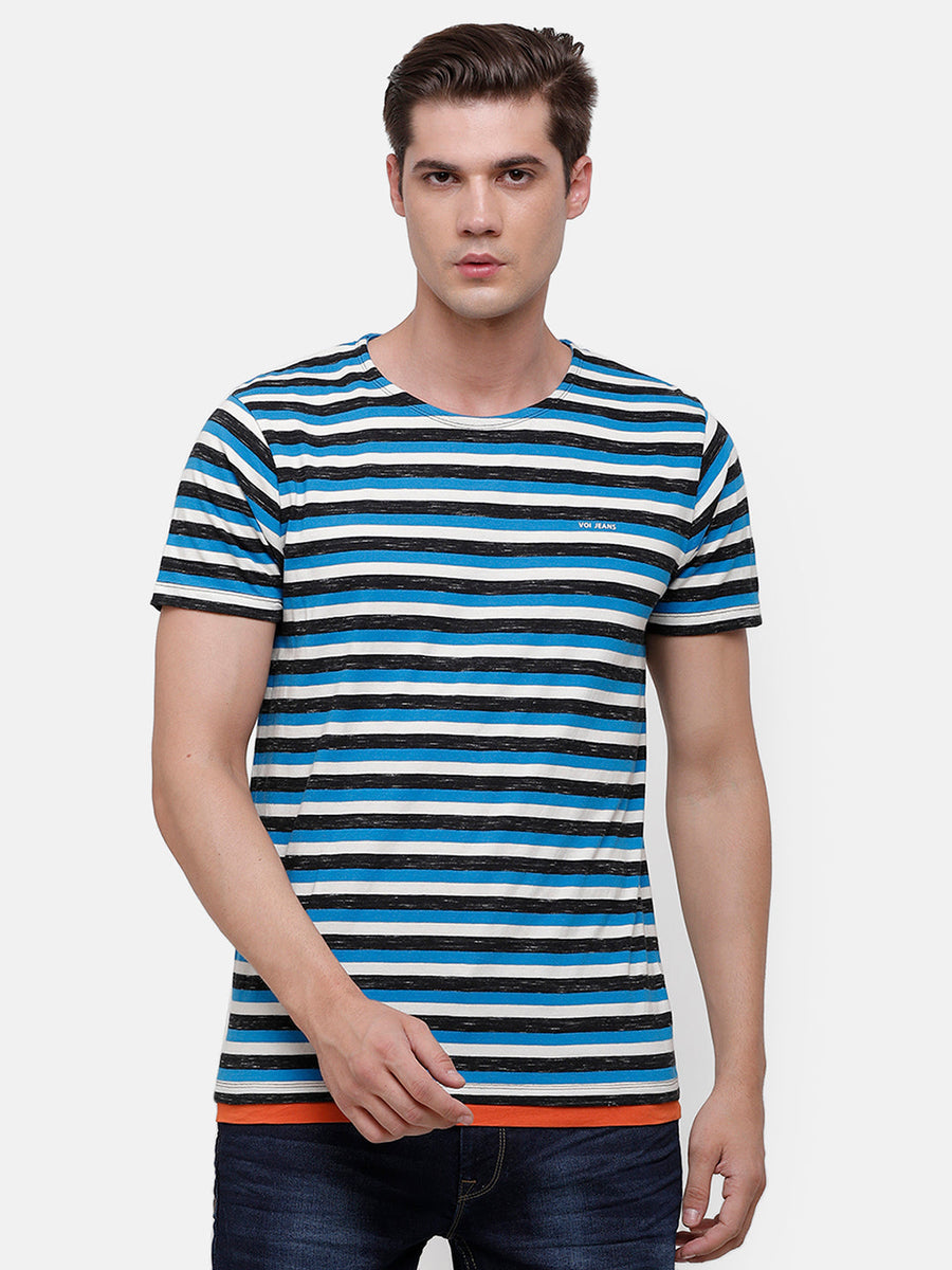 Men Stripes Regular Fit Casual T-Shirt