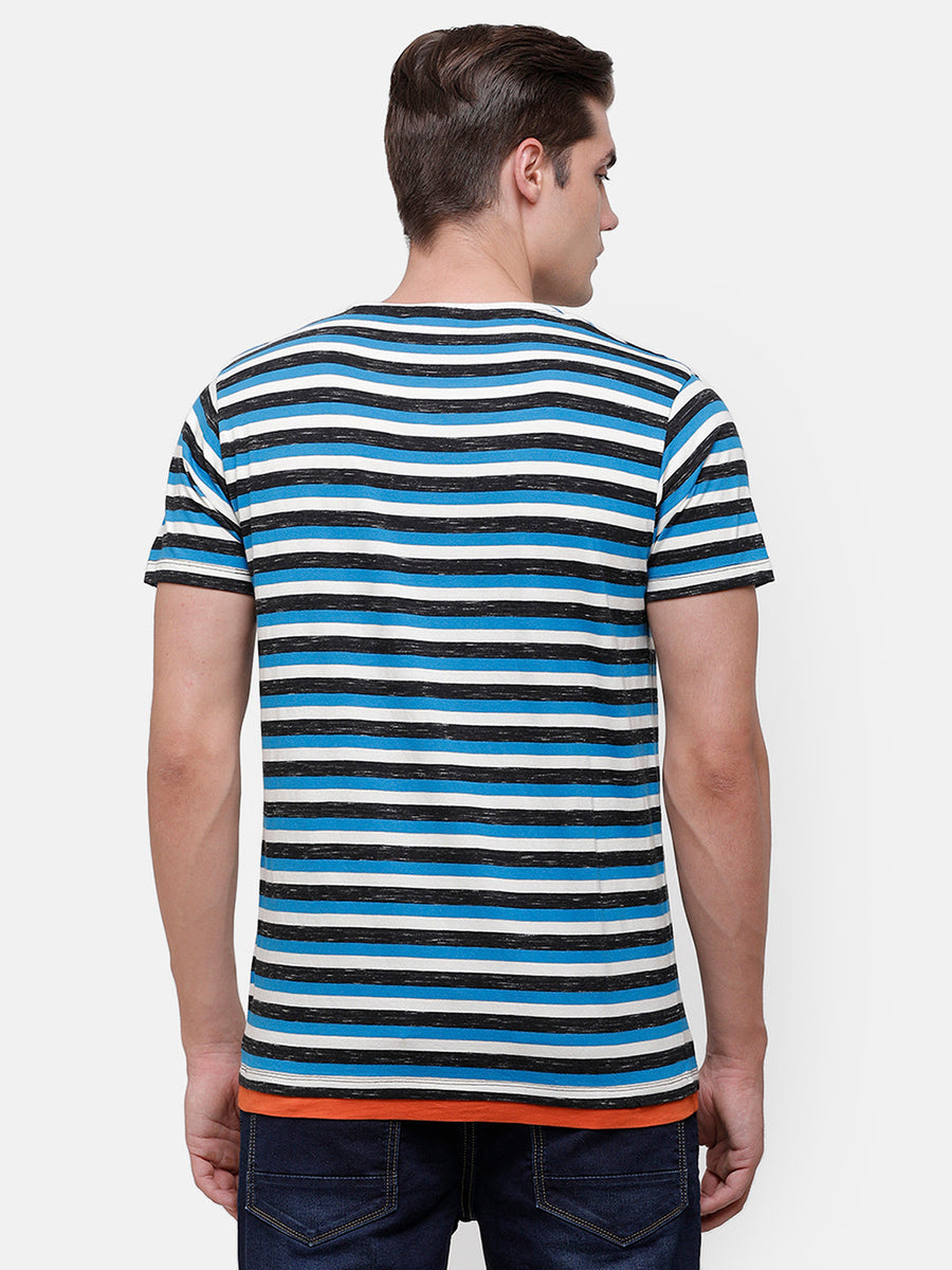 Men Stripes Regular Fit Casual T-Shirt