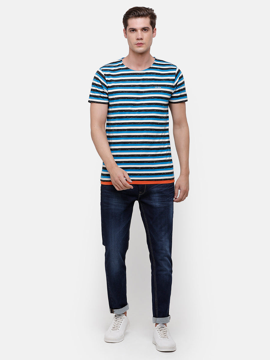 Men Stripes Regular Fit Casual T-Shirt