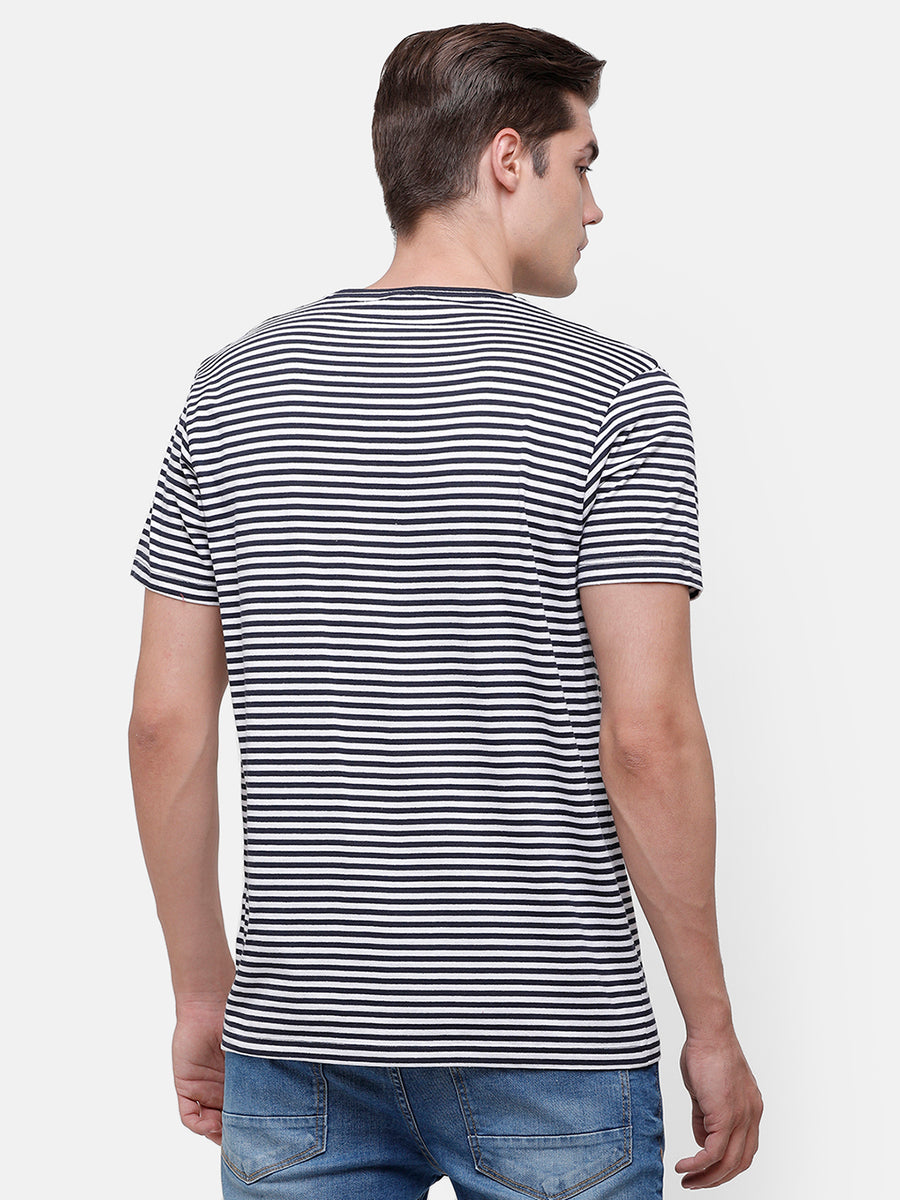 Men's Navy blue & White stipe T-Shirt