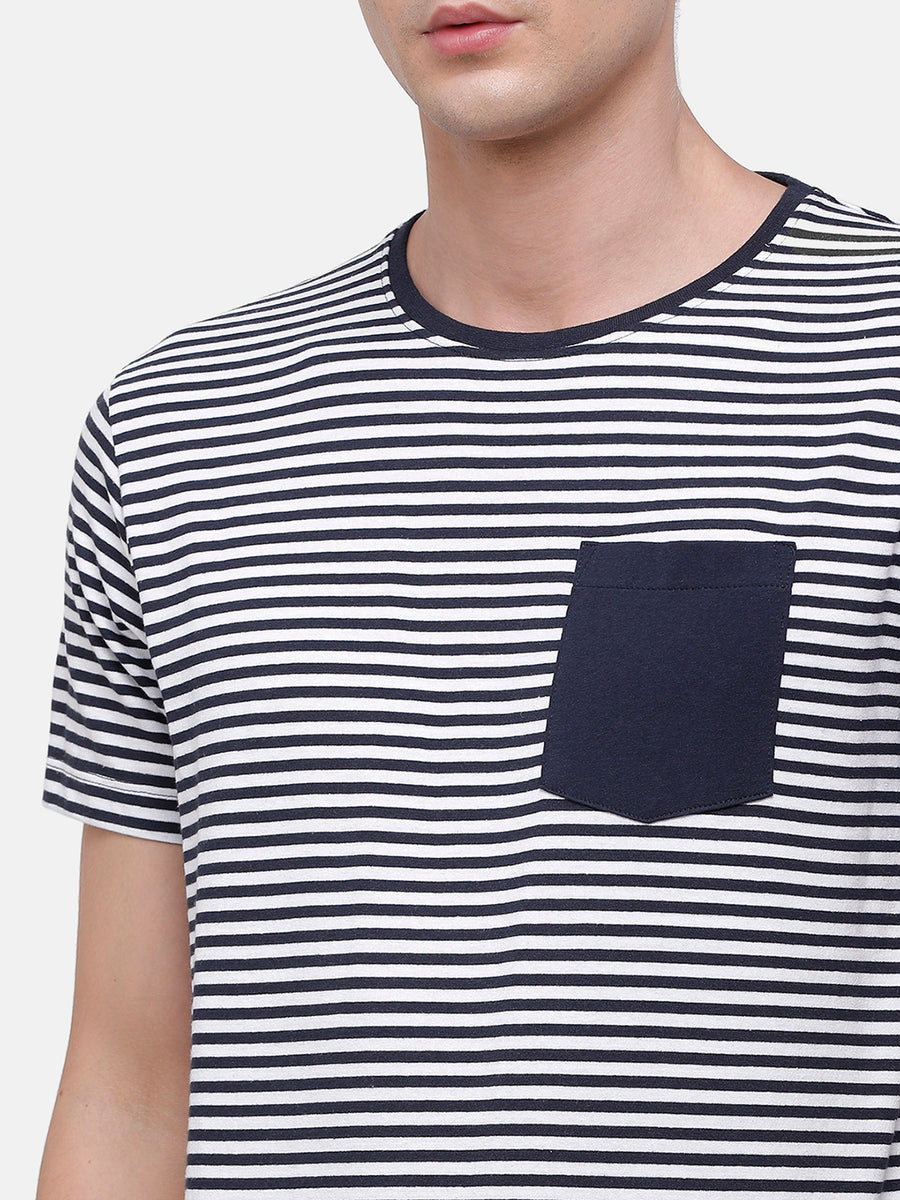 Men's Navy blue & White stipe T-Shirt