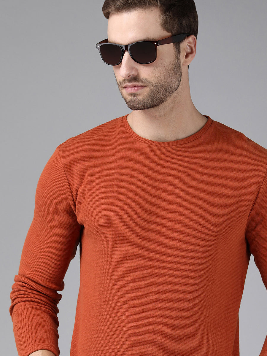 Men Solid Regular Fit Casual T-Shirt