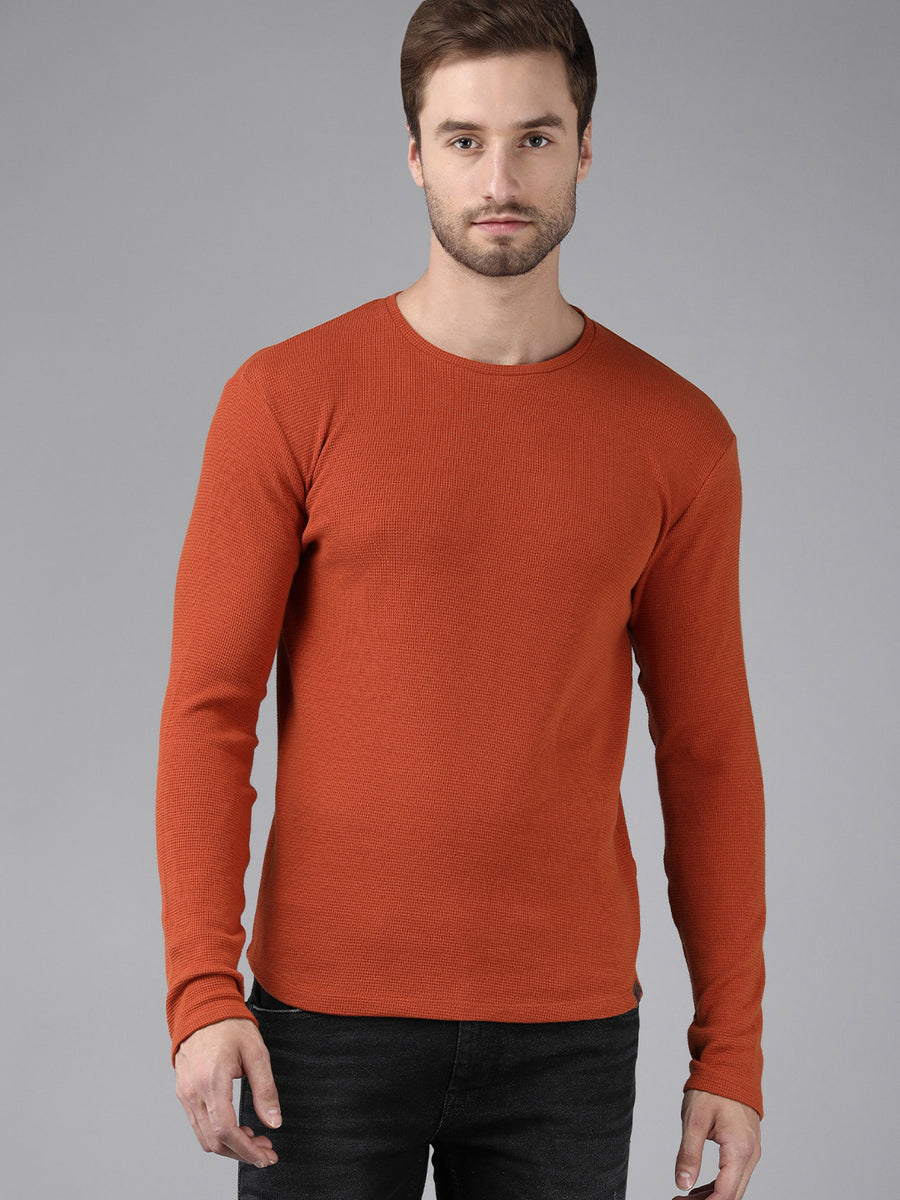 Men Solid Regular Fit Casual T-Shirt