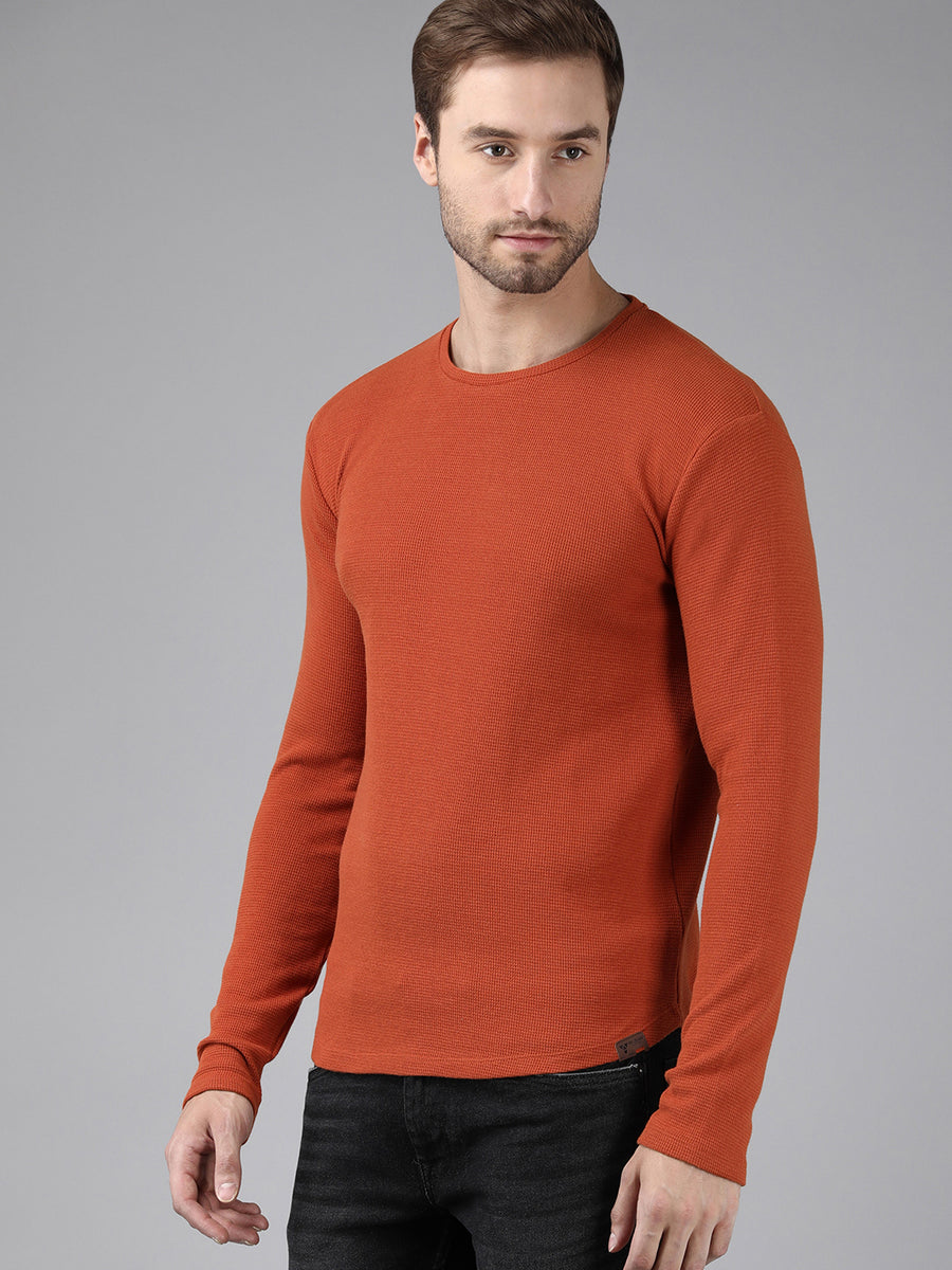 Men Solid Regular Fit Casual T-Shirt
