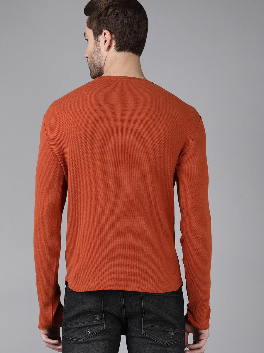 Men Solid Regular Fit Casual T-Shirt