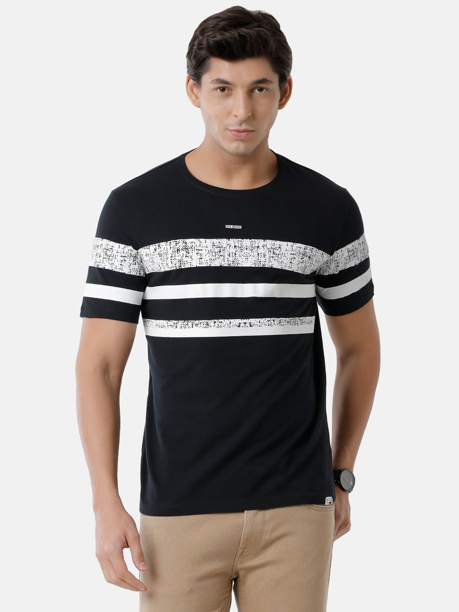 Men Striped Regular Fit Casual T-Shirt