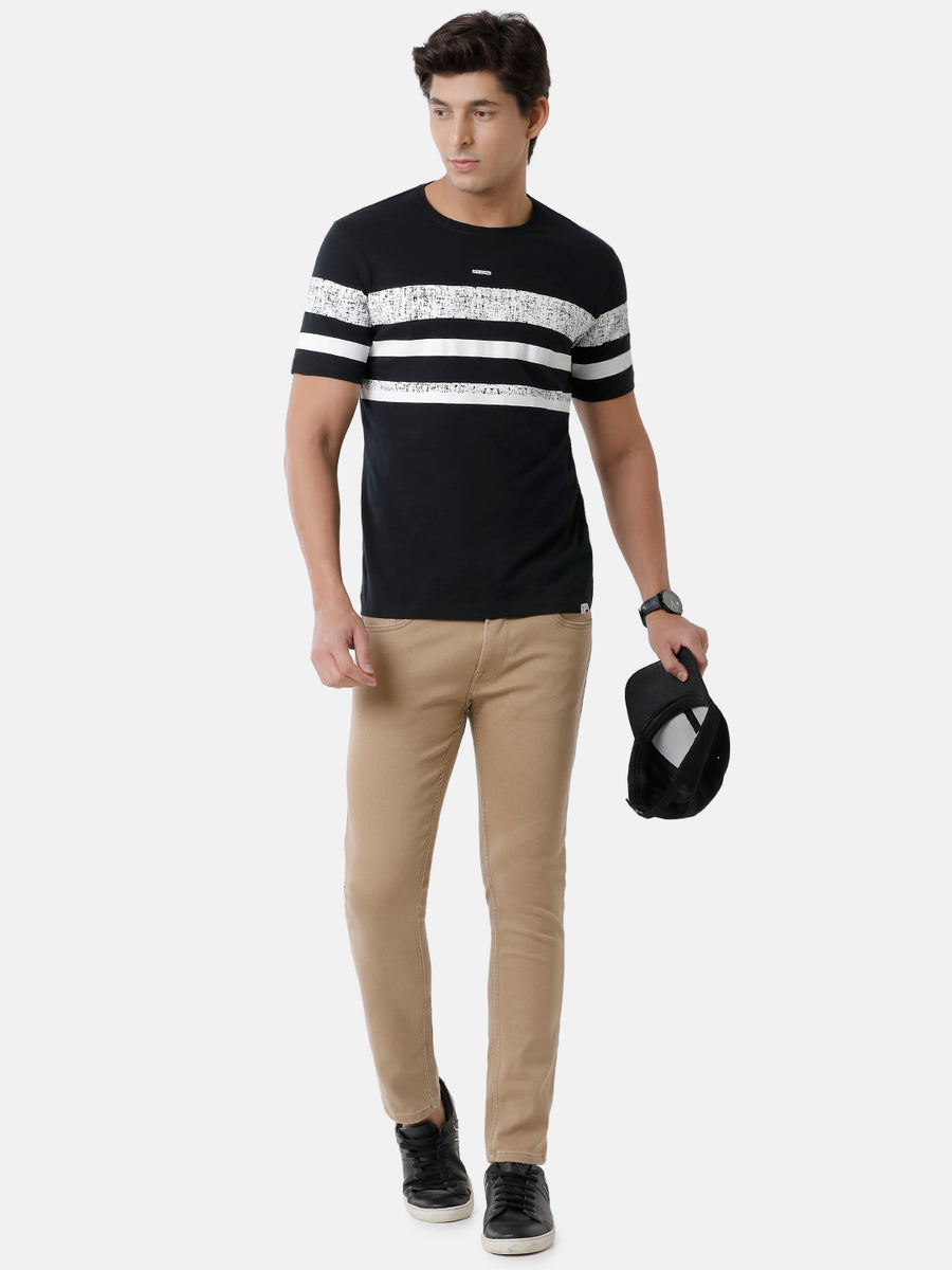 Men Striped Regular Fit Casual T-Shirt