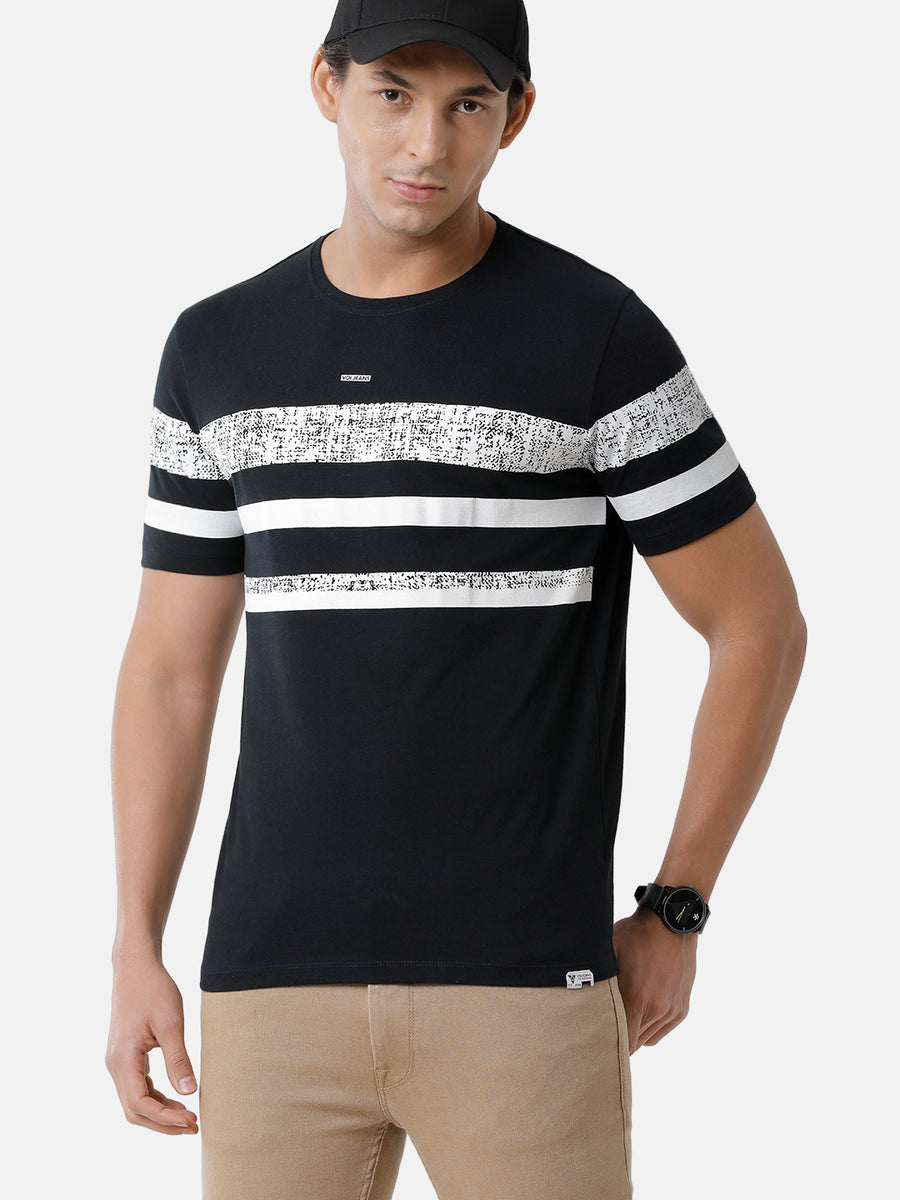 Men Striped Regular Fit Casual T-Shirt