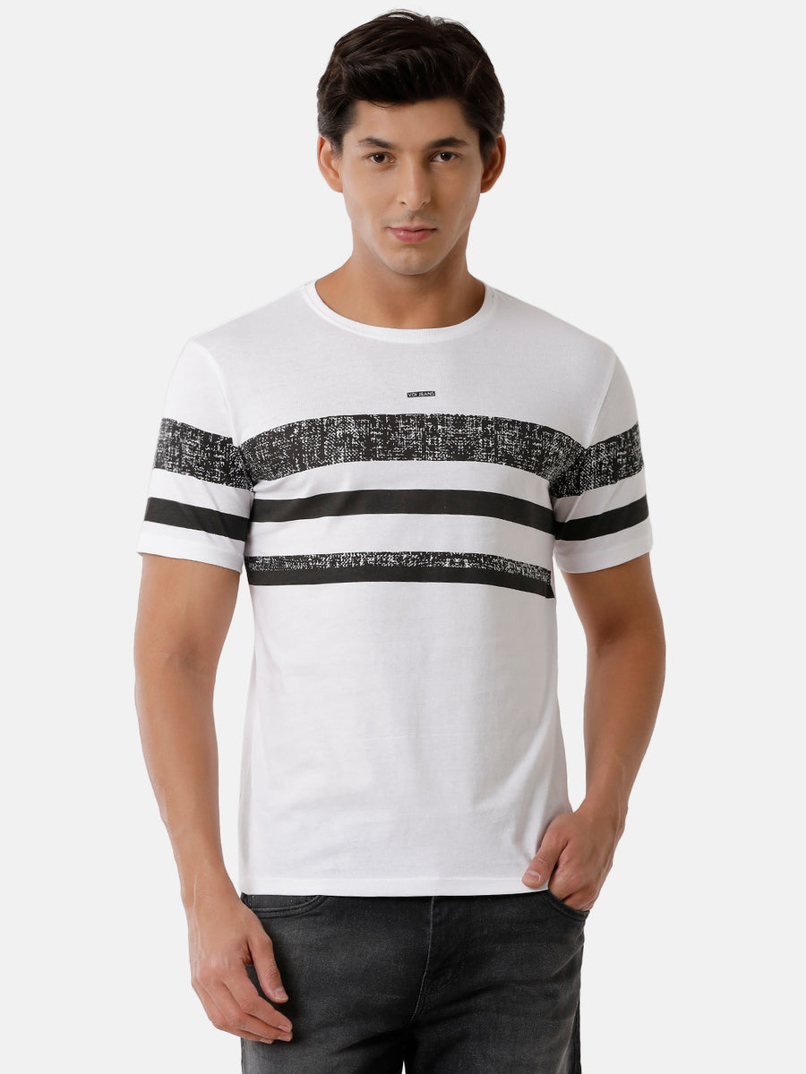 Men Striped Regular Fit Casual T-Shirt