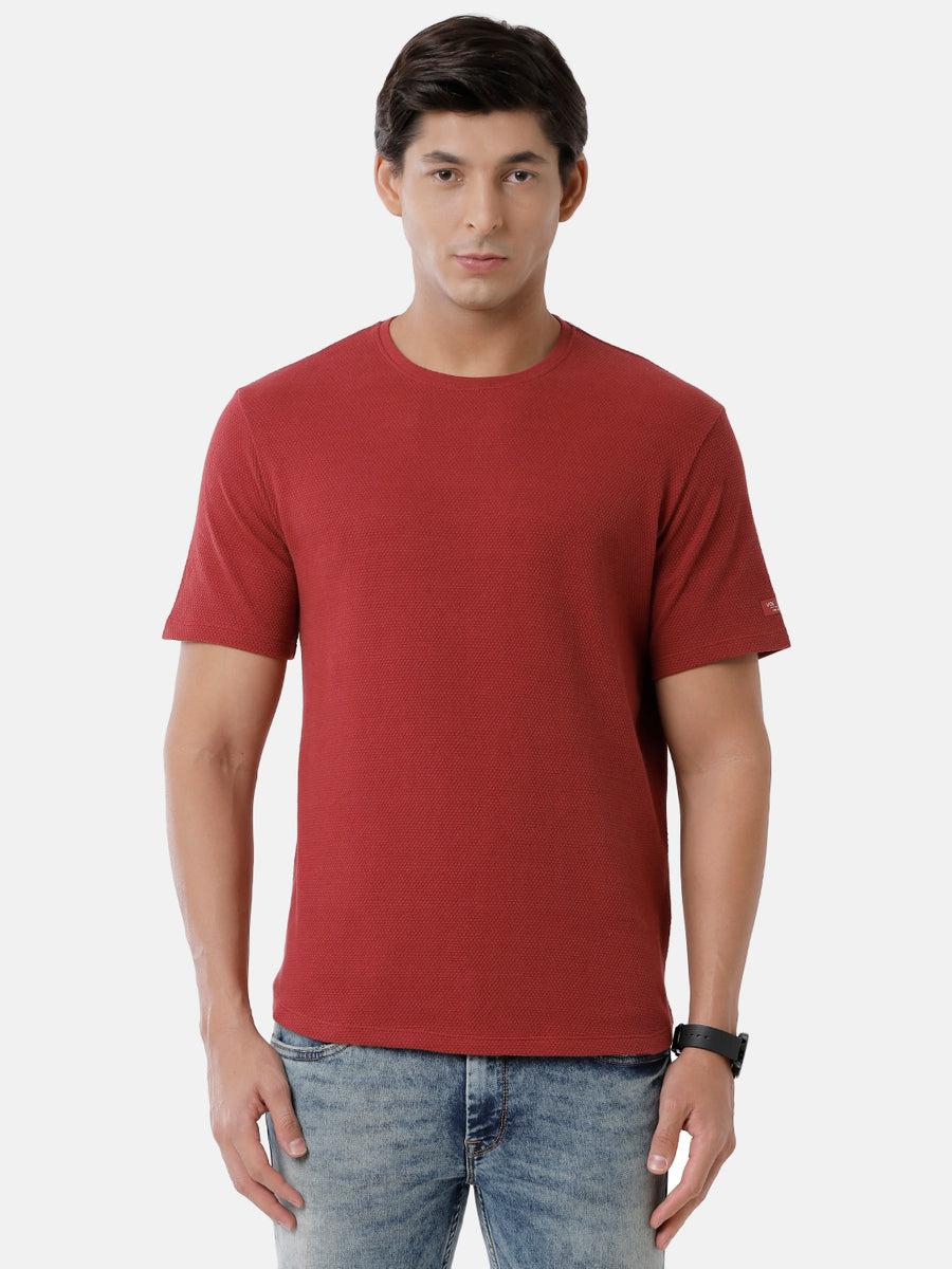 Men Solid Regular Fit Casual T-Shirt