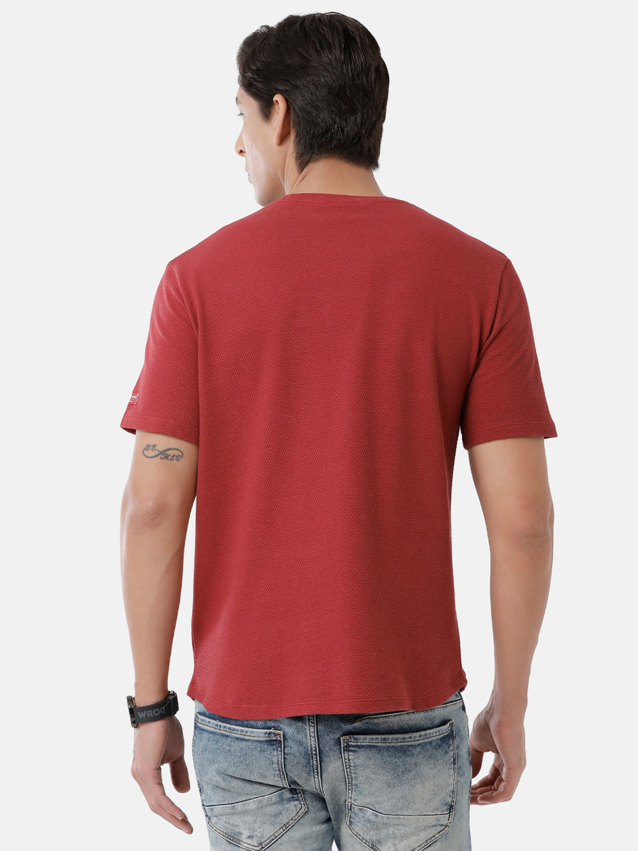 Men Solid Regular Fit Casual T-Shirt