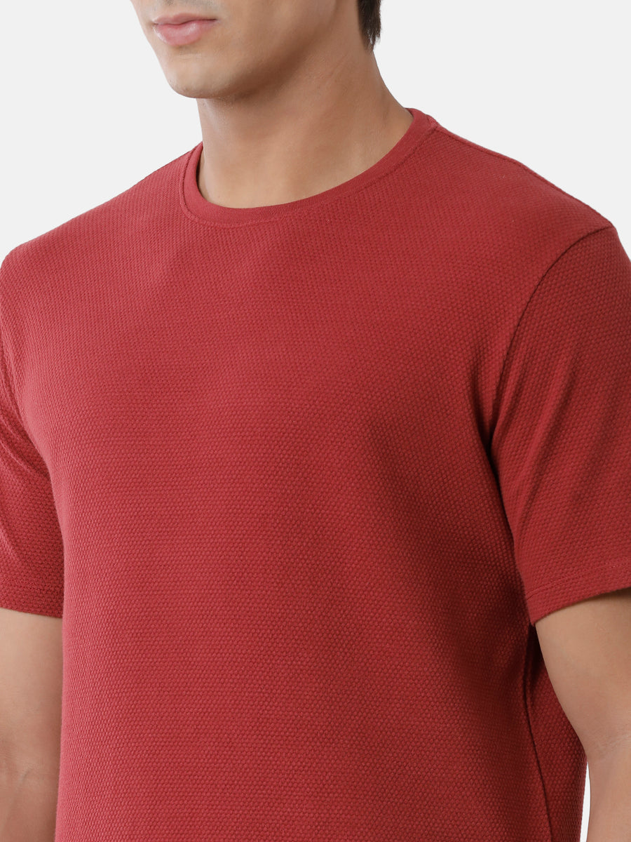Men Solid Regular Fit Casual T-Shirt
